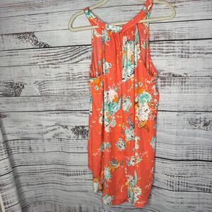 orrid Orange Floral Loose Fit Hi Low Tank Top 1X